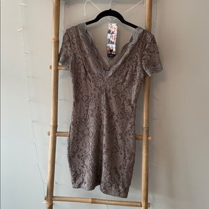 brown lace mini dress